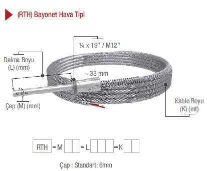 EMKO RTH HAVA TİPİ BAYONET PT100 TERMOREZİSTANS